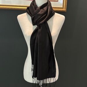 NWOT- Talbots Classic Black Scarf with Fringe
